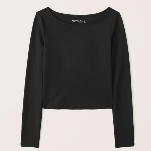 BNWT boatneck cropped long sleeve top with stretch - Picture 2 of 8